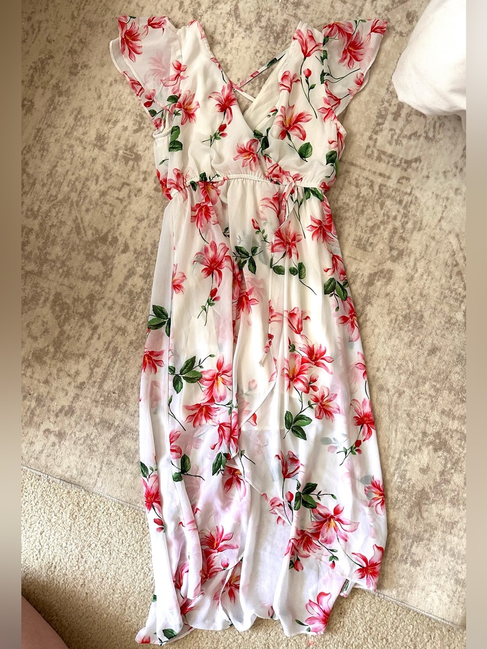 White Dress with Lily flower print